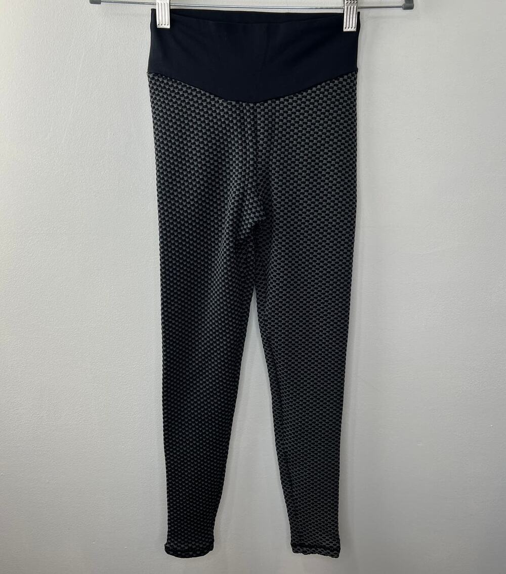 HOT MIAMI STYLES Gray Black High Waist Scrunch Butt Activewear Leggings Size L